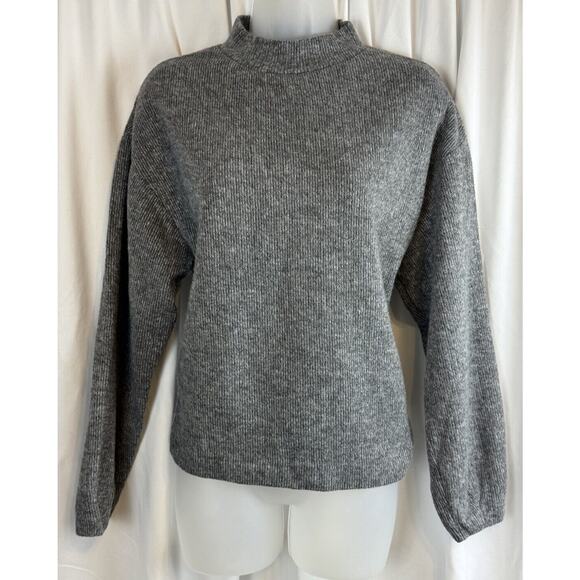 Zara Mock Neck Sweater, Heather Gray M Minimalist effortless 61-05 - Picture 13 of 16